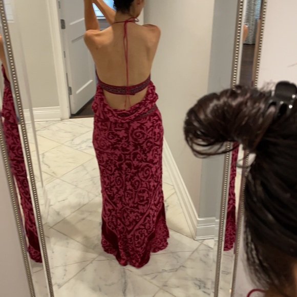 Nicole Miller floral print sexy halter top gown - Picture 5 of 15